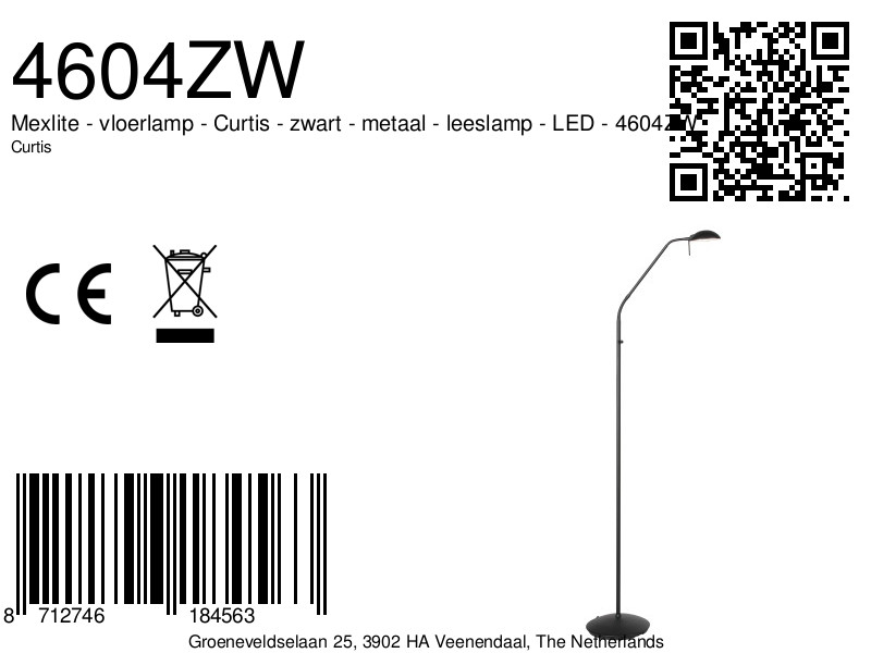 mexlite-lampadaire-curtis-noir-métal-lampedelecture-led-4604zw-8a