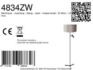 steinhauer-lampadaire-stang-noir-métaltextile-ø40cm-led_e27-4834zw-8a