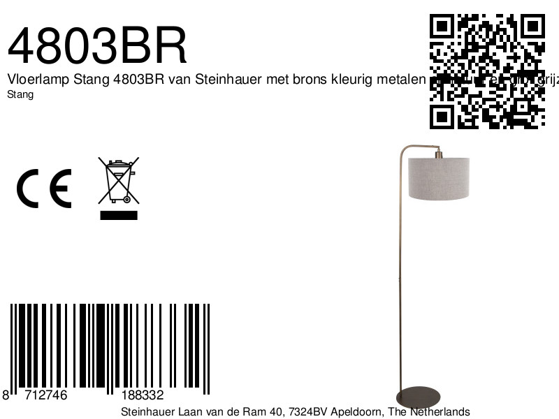 steinhauer-lampadaire-stang-bronze-métaltextile-lamped'ambiance-e27-4803br-8a