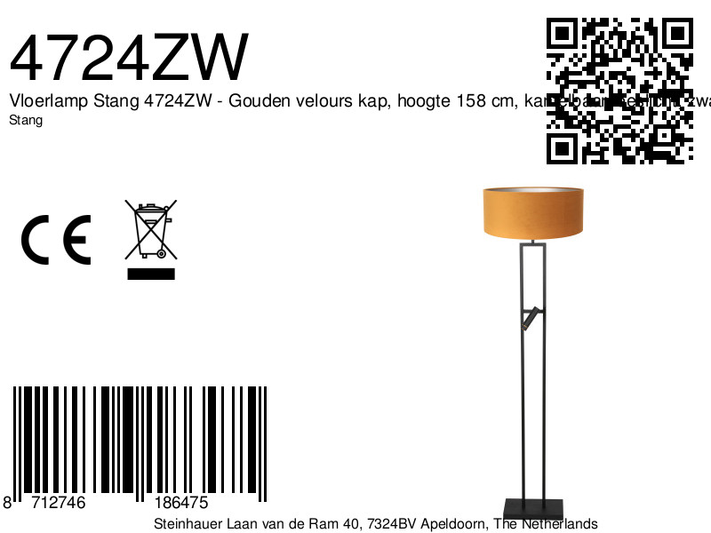 steinhauer-lampadaire-stang-noir-métaltextile-lampedelecture-led_e27-4724zw-8a